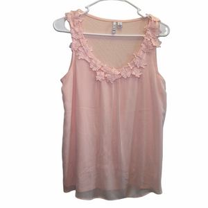 Elle Romantic Floral Trim Blouse Size Small